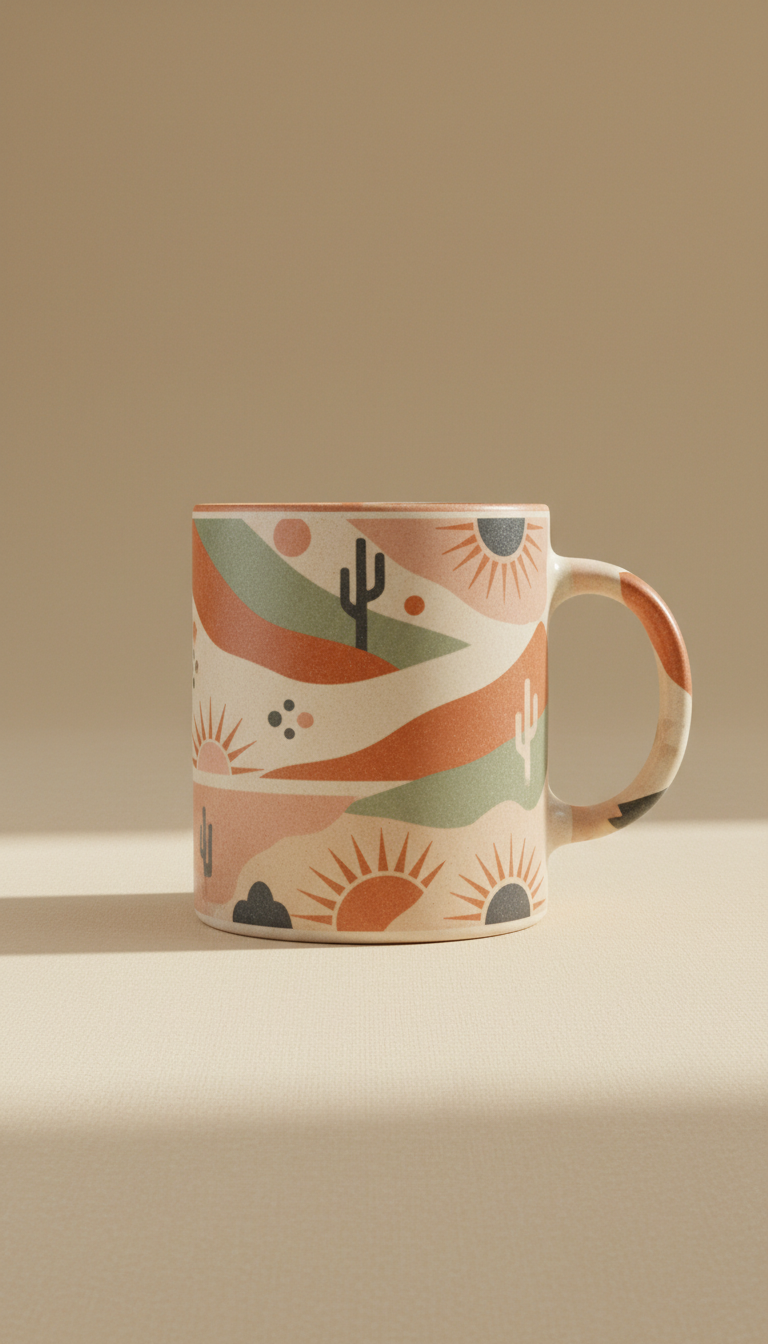 Vintage Motif Ceramic Mug